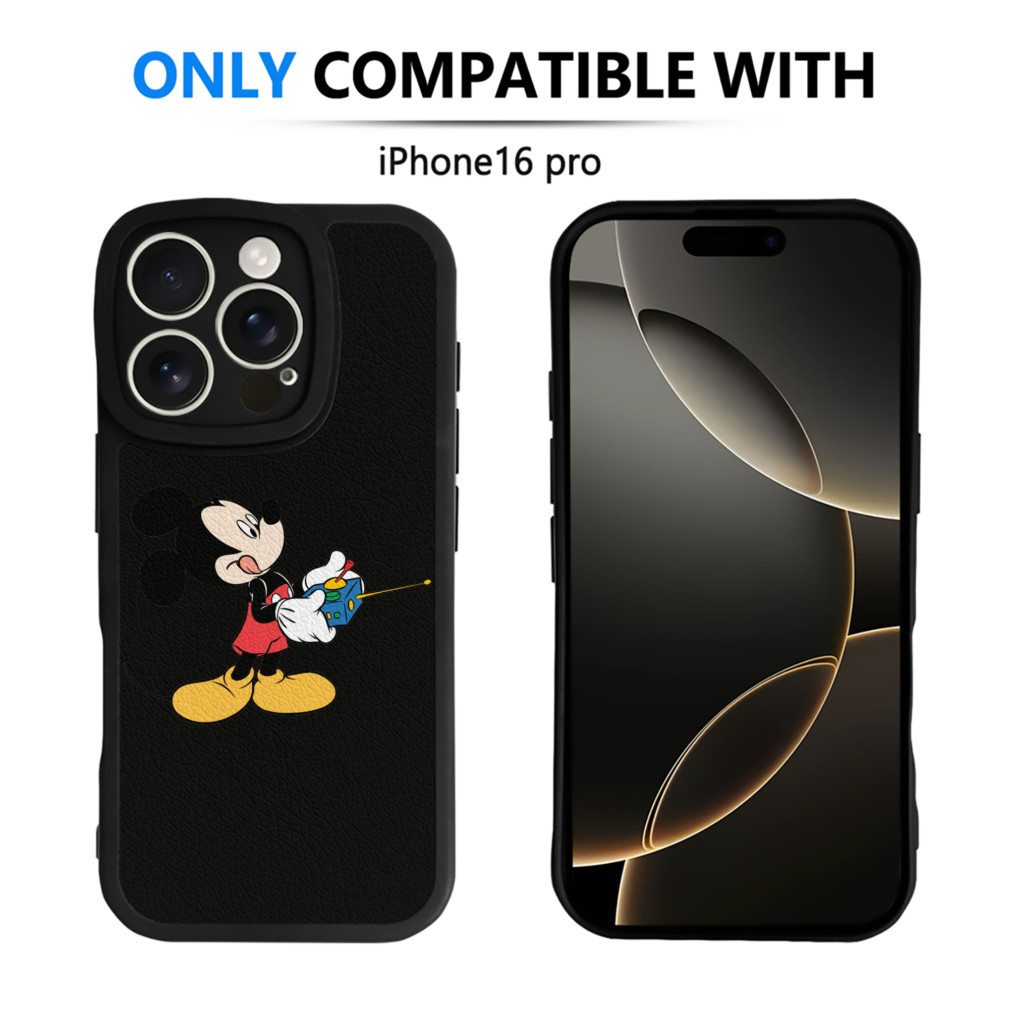 （画像用） ミッキーマウス Mickey Mouse 【iPhone 16シリーズ対応】シリコンスマホケース（レザー調） 材質：シリコン